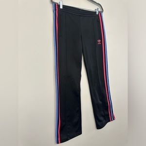 Adidas zip ankle trefoil EUC black pink blue track pants athletic sweatpants